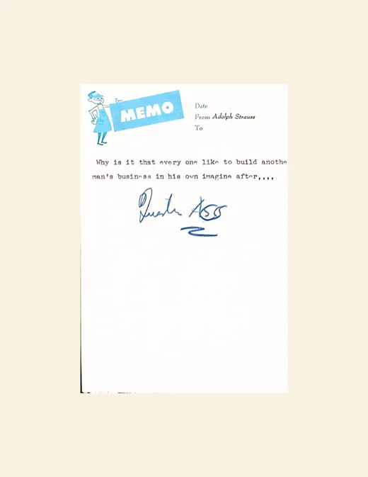 Memo from Adolph Strauss